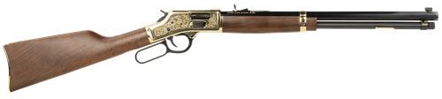 Henry H006GD Side Gate Deluxe 44 Mag/44 Special 10+1 20" Blued Octagon Barrel, Engraved Polished Brass Rec, Semi-Fancy American Walnut Stock, Adj. Sight