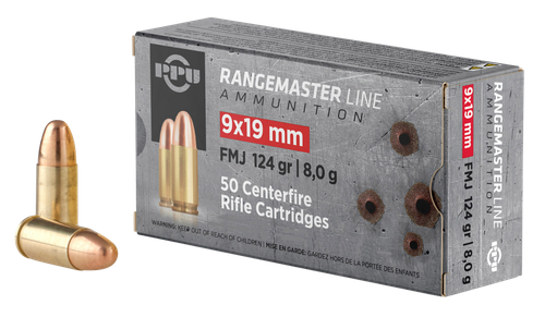 PPU PPRM9M Rangemaster  9mmLuger 124gr Full Metal Jacket 1000/Box
