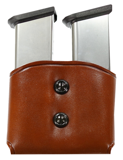 Galco DMC26 DMC Mag Carrier Double Tan Leather Belt Loop 45 ACP Belts 1.50-1.75" Wide Compatible w/ Single Stack Compatible w/ Sig P220 Compatible w/ 1911
