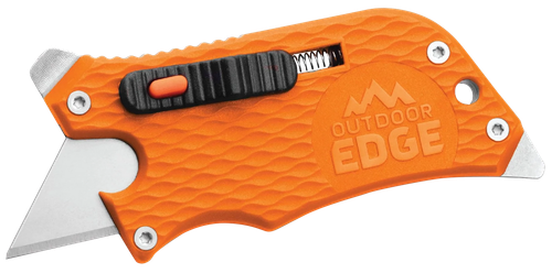 Outdoor Edge SWB10C SlideWinder  3.50" Long, Plain Utility Blade, Orange GNR/SS Handle, Screwdriver, Bottle Opener
