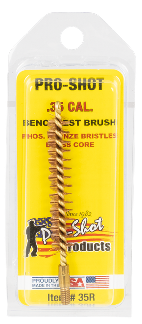 Pro-Shot 35R Bore Brush  .35 Cal/ 9mm Rifle #8-32 Thread Bronze Bristles Brass Core