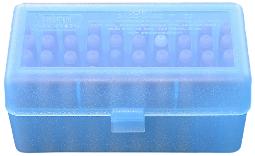 MTM Case-Gard RSLD5024 Ammo Box Flip-Top Multi Caliber Clear Blue Polypropylene 50rd