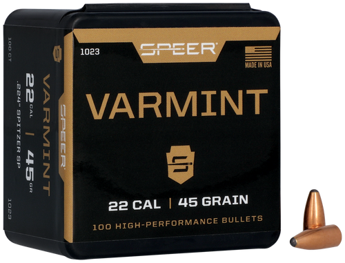 Speer 1023 Varmint  22Cal 45gr Jacketed Soft Point 100 Per Box/5 Case