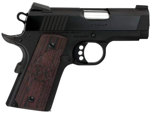 Colt Mfg O7800XE Defender  Compact 45 ACP 7+1 3" Black Steel Barrel, Blued Serrated Slide, Matte Black Cerakote Aluminum Frame w/Beavertail, Black Cherry Tactical G10 Grips, Ambidextrous