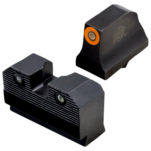 XS Sights GLR021P6N R3D  Night Sights fits Glock  Black | Green Tritium Orange Outline Front Sight Green Tritium  Rear Sight