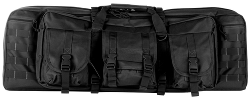 NcStar CVDC2946B42 VISM Double Carbine Case Heavy Duty PVC Nylon w/Padded Center Divider Lockable Zippers Exterior Pockets