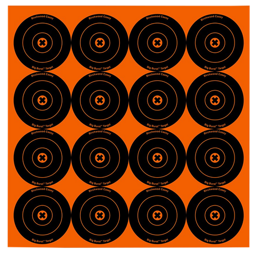 Birchwood Casey 36348 Big Burst Revealing Target Self-Adhesive Paper Black/Orange 3" Bullseye 48 Pack