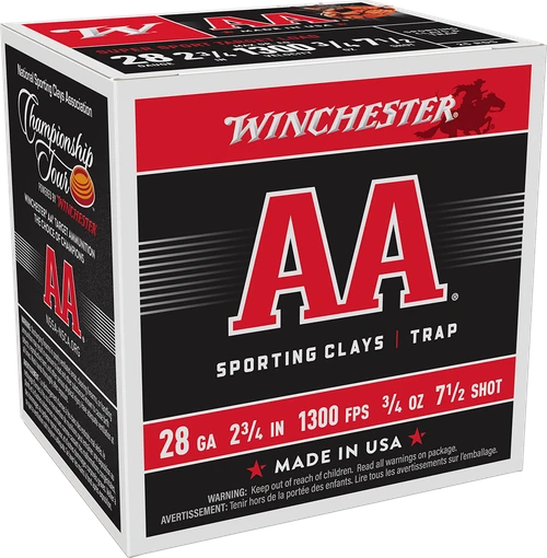 Winchester Ammo AASC287 AA Super Sport Sporting Clay 28Gauge 2.75" 3/4oz 7.5Shot 25 Per Box/10 Case