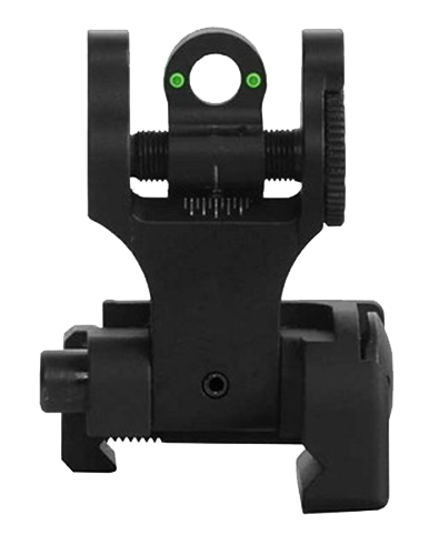 Troy Ind SSIGFBSRTBT00 Tritium Rear Folding BattleSight Round  Black Hardcoat Anodized for AR-15