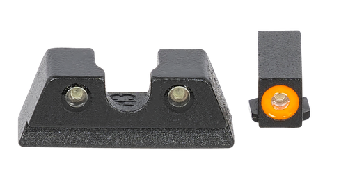 Meprolight USA 402203131 Hyper-Bright  Green Tritium Orange Outline Front Sight-Green Tritium Black Outline Rear Sight Glock 42/43