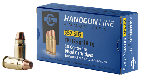 PPU PPH357S Handgun  357Sig 125gr Flat Point Jacketed 50 Per Box/20 Case
