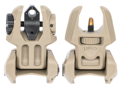 Meprolight USA 403440 FRBS Sight Set Desert Tan AR-15 Flip Up Orange Tritium Front/Green Tritium Rear