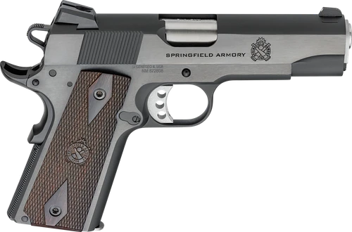 Springfield Armory PX9417 1911 Garrison 9mm Luger 9+1 4.25" Stainless Match Grade Barrel, Blued Serrated Carbon Steel Slide & Frame w/Beavertail, Thinline Wood Grip