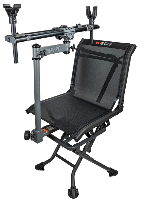 Bog-Pod 1100475 ChairPod  Chair with Rotating Gun Mount, 4 Legs, Black, Aluminum Frame, 41" Max Height