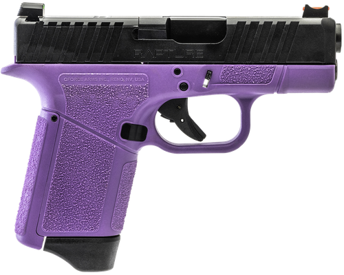 Gforce Arms GF932512PUB Rapture  Sub-Compact Frame 9mm Luger 12+1 3.25" Black Steel Barrel, Black Optic Cut/Serrated Steel Slide, Purple Cerakote Polymer Frame
