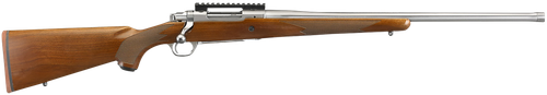 Ruger 57104 Hawkeye Hunter Full Size 6.5 Creedmoor 4+1 22" Satin Stainless Steel Threaded Barrel, Picatinny Rail Steel Receiver, Fixed American Walnut w/Pistol Grip Stock