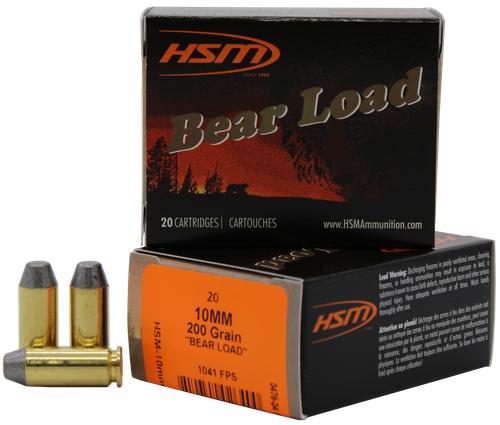 HSM 10MM9N20 Bear Load  10mm Auto 200 gr Lead Round Nose Flat Point 20 Per Box/ 20 Case