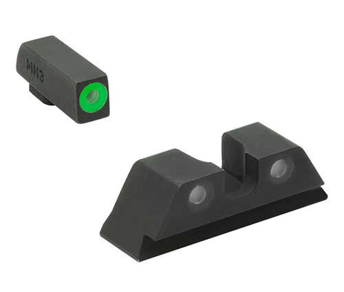 Meprolight USA 402243111 Hyper-Bright Sight Set Green Tritium/Black Frame Compatible w/Glock 17/17L/19/22/23, Post/Dovetail Mount