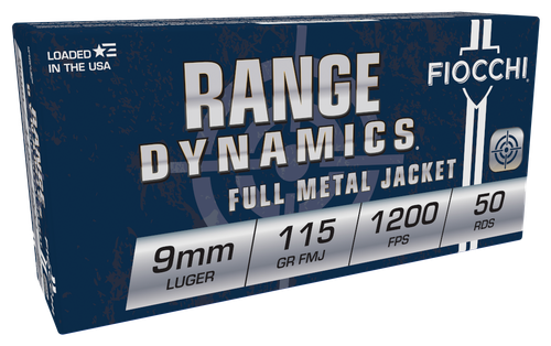 Fiocchi 9AP Range Dynamics  9mmLuger 115gr Full Metal Jacket 50 Per Box/20 Case