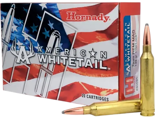 Hornady 80591 American Whitetail  7mmRemMag 139gr InterLock Spire Point 20 Per Box/10 Case