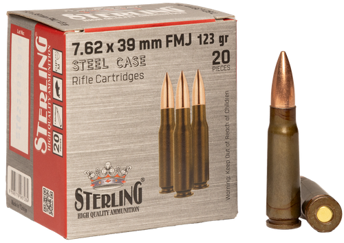 Sterling 8698779967284   7.62x39mm 123gr Full Metal Jacket 20 Per Box/50 Case
