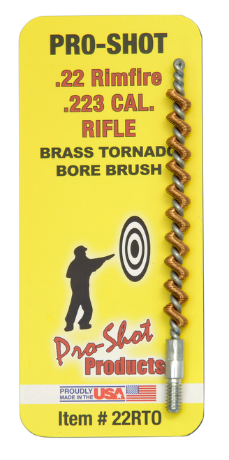 Pro-Shot 22RTO Tornado Bore Brush .22/ .223/ 5.56mm Cal Rifle #8-32 Thread Brass Spiral Wound Loop