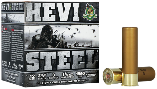 HEVI-Shot HS65003 HEVI-Steel  12Gauge 3.50" 1 3/8oz 3Shot 25 Per Box/10 Case