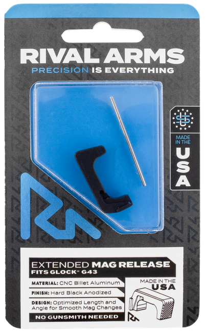 Rival Arms RA72G003A Magazine Release  Extended Black Anodized Aluminum for Glock 43
