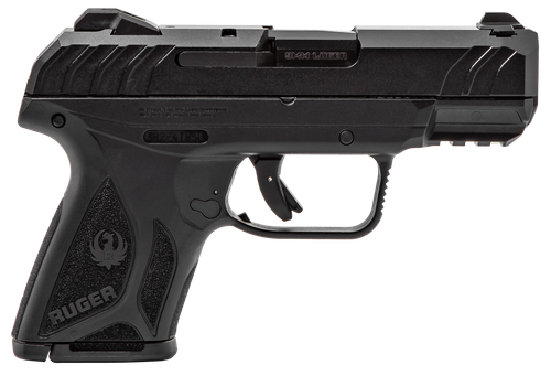 Ruger 3818 Security-9 Compact 9mm Luger  3.42" Barrel 10+1,Black Polymer Frame With Picatinny Acc. Rail, Black Oxide Steel Slide, Manual Safety