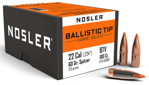 Nosler 34992 Ballistic Tip  22Cal 60gr Spitzer 100/Box