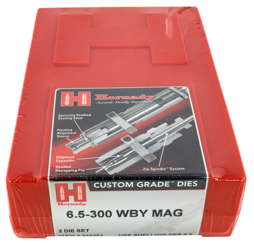Hornady 546283 Custom Grade Series IV 2 Die Set for 6.5 300 Wthby Mag Includes Sizing Seater