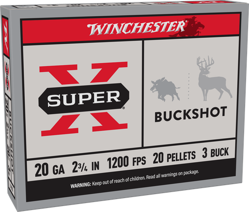 Winchester Ammo XB203 Super X  20Gauge 2.75" 20Pellets 3Buck Shot 5 Per Box/50 Case