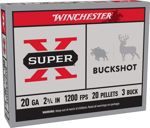 Winchester Ammo XB203 Super X  20Gauge 2.75" 20Pellets 3Buck Shot 5 Per Box/50 Case