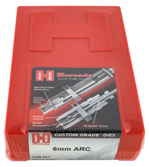 Hornady 546251 Custom Grade Series III 2 Die Set for 6mm ARC Includes Sizing Seater