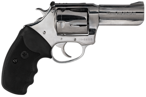 Charter Arms 73539 Mag Pug  Large 357 Mag, 5 Shot 3" High Polished Stainless Steel Barrel, Cylinder & Frame w/Black Finger Grooved Rubber Grip