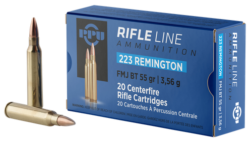 PPU PP223F1 Standard Rifle  223Rem 55gr Full Metal Jacket Boat Tail 20 Per Box/50 Case