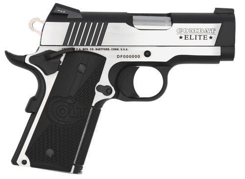 Colt Mfg O7080CE Combat Elite Commander Compact Frame .45 ACP 8+1, 3" Stainless Steel Barrel, Two-Tone Serrated Stainless Steel Slide & Frame w/Beavertail, Black Scalloped G10 Grip, Ambidextrous