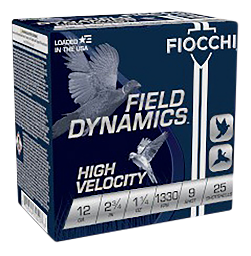 Fiocchi 12HV9 Field Dynamics High Velocity 12Gauge 2.75" 1 1/4oz 9Shot 25 Per Box/10 Case