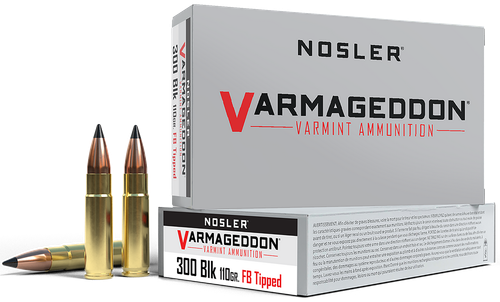 Nosler 40127 Varmageddon  300Blackout 110gr Flat Base Tipped 20 Per Box/20 Case