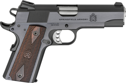 Springfield Armory PX9418 1911 Garrison 45 ACP 7+1 4.25" Stainless Match Grade Barrel, Blued Serrated Carbon Steel Slide & Frame w/Beavertail, Thinline Wood Grip