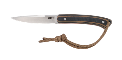 CRKT 2382 Biwa  3.02" Fixed Plain Satin 8Cr13MoV SS Blade/Black/Brown G10 Handle Includes Lanyard/Sheath