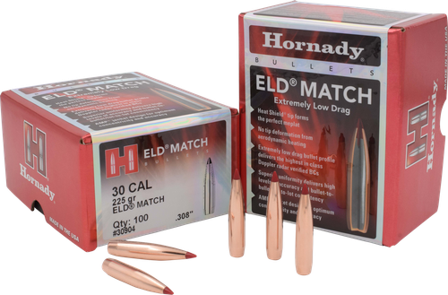 Hornady 30904 ELD Match  30 Cal .308 225 gr Extremely Low Drag Match 100 Per Box/ 15 Case