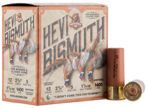 HEVI-Shot HS14715 HEVI-Bismuth Upland 12Gauge 2.75" 1 1/4oz Bismuth 5Shot 25 Per Box/10 Case