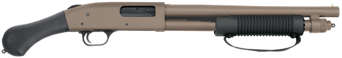 Mossberg 50653 590 Shockwave 12 Gauge 5+1 3" 14.375" Heavy Barrel, Flat Dark Earth Cerakote, Dual Extractors, Drilled & Tapped Receiver, Corncob Forend w/Strap, Raptor Birdshead Grip Stock