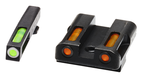 HiViz GLN429 LiteWave H3 Sight Set for Glock Green Tritium White Outline Front Sight-Orange Fiber Optic Rear Sight