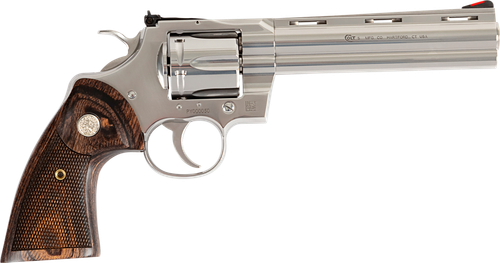 Colt Mfg PYTHONSP6WFTG Python Target 357 Mag 38 Special 6 Shot 6" Stainless Recessed Target Vent Rib Barrel, Cylinder & Frame, Walnut w/Medallion Grip, Exposed Hammer