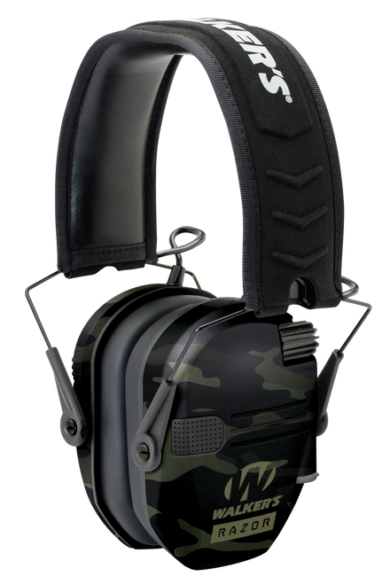 Walker's GWPRSEMMCCG Razor Slim Electronic Muff 23 dB Over the Head Multi-Cam/Black Polymer