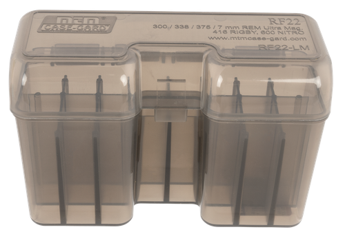 MTM Case-Gard RF22SM41 Ammo Box Flip-Top Multi Caliber Rifle Clear Smoke Polypropylene 22rd