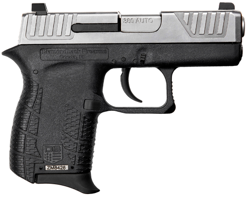Diamondback DB0100E022 DB380 Gen4 Micro-Compact Frame 380 ACP 6+1, 2.80" Stainless Steel Barrel, Nickel Boron Serrated Stainless Steel Slide, Black Polymer Frame w/Beavertail & Grip