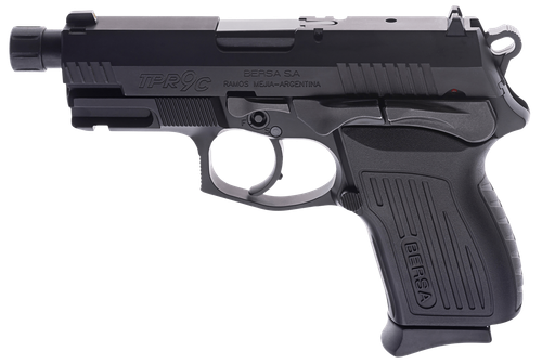Bersa TPR9CMX TPRCX  Compact Frame 9mm Luger 13+1, 4.10" Black Steel Threaded Barrel, Matte Black Serrated Steel Slide & Aluminum Frame w/Beavertail, Ambidextrous